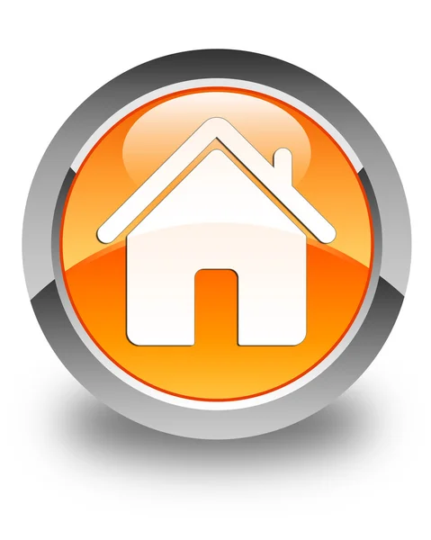 ホームのアイコン光沢のあるオレンジ色の丸いボタン — ストック写真