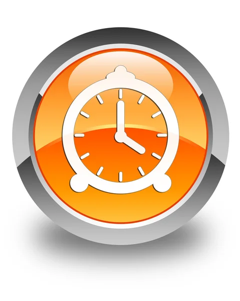 目覚まし時計のアイコン光沢のあるオレンジ丸ボタン — ストック写真