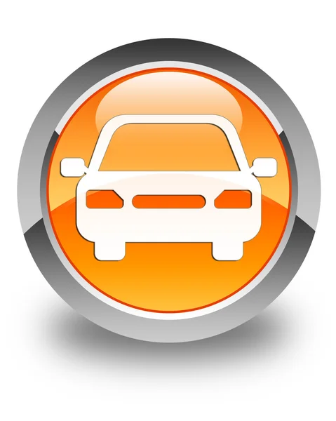 Ícone do carro laranja brilhante botão redondo — Fotografia de Stock