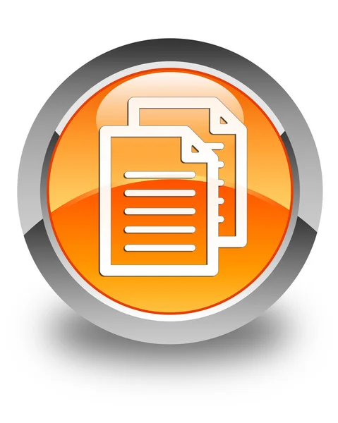 Documents icon glossy orange round button — Stock Photo, Image