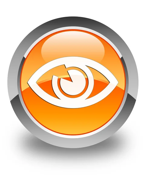 Піктограма очей глянцева помаранчева кругла кнопка — стокове фото