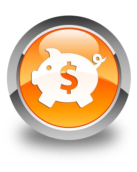 储钱罐 (美元符号) 图标光泽橙色圆形按钮 — 图库照片