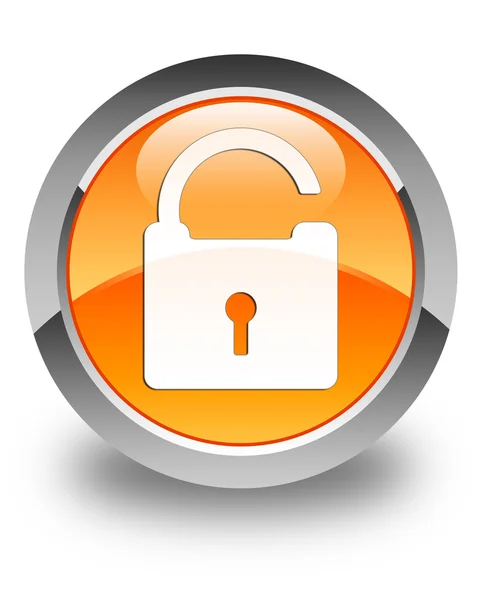 Unlock padlock icon glossy orange round button — Stock Photo, Image