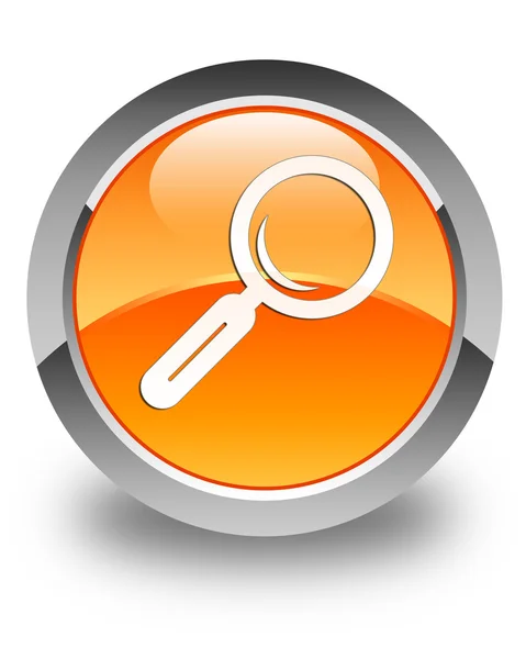 Magnifying glass icon glossy orange round button — Stock Photo, Image