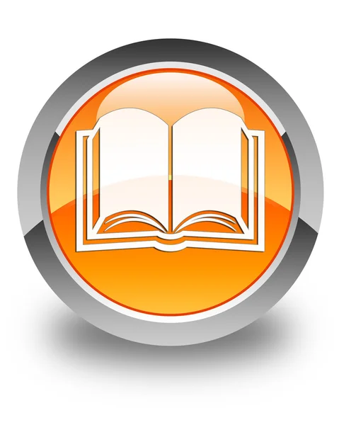 Ícone do livro botão redondo laranja brilhante — Fotografia de Stock