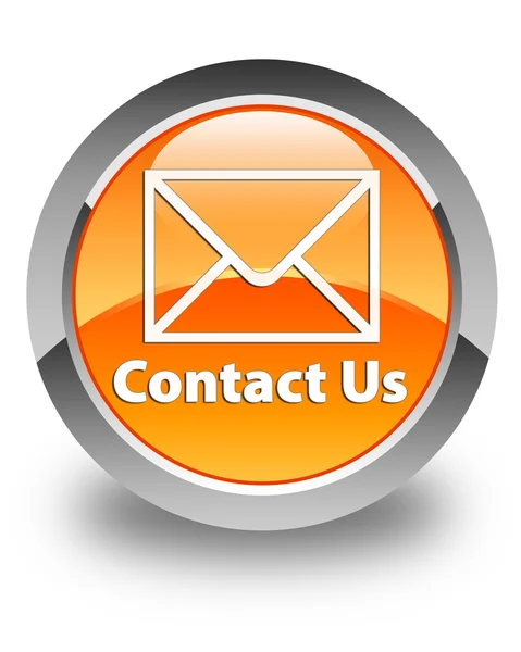 Contacte-nos (ícone de e-mail) botão redondo laranja brilhante — Fotografia de Stock