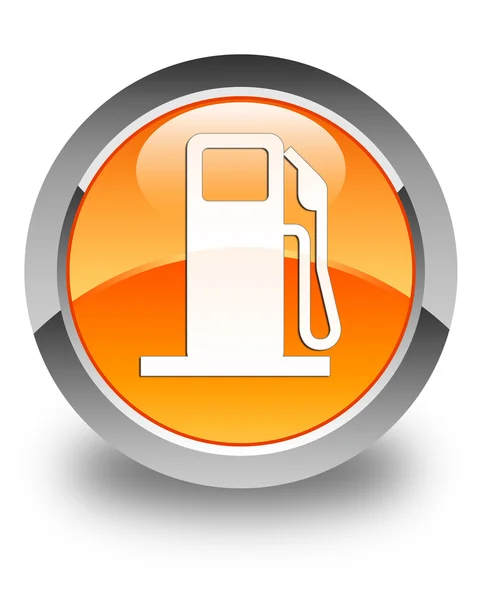 Icono dispensador de combustible brillante botón redondo naranja — Foto de Stock