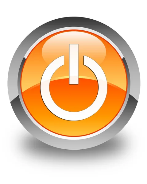 Macht pictogram glanzende oranje ronde knop — Stockfoto