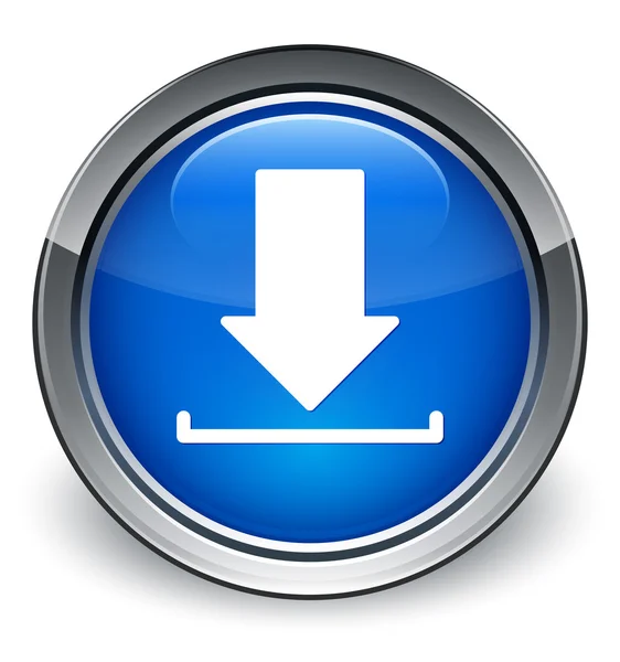 Letöltés ikon fényes kék gombot — Stock Fotó