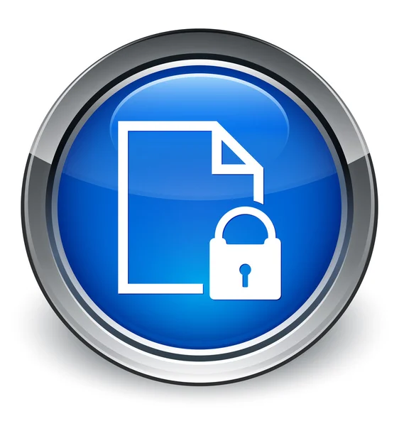 Secure page document icon glossy blue button — Stock Photo, Image