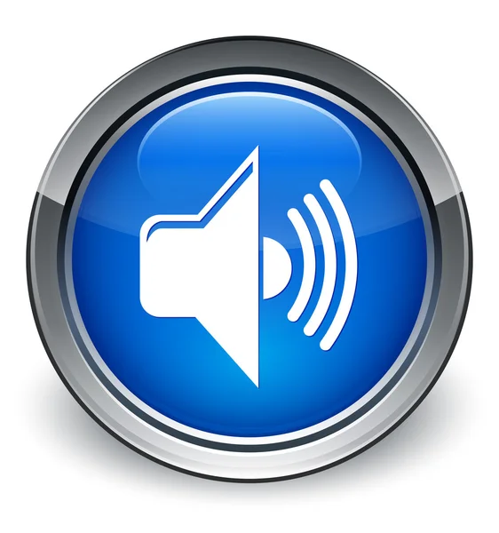 Піктограма гучності глянцева синя кнопка — стокове фото