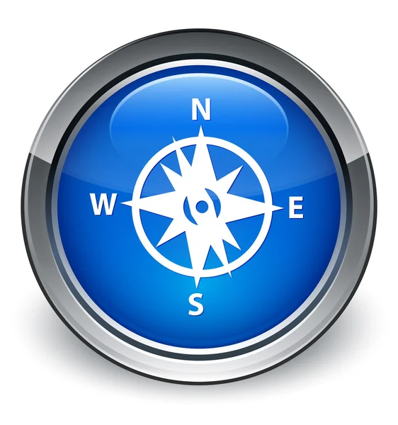 Compass icon glossy blue button — Stock Photo, Image