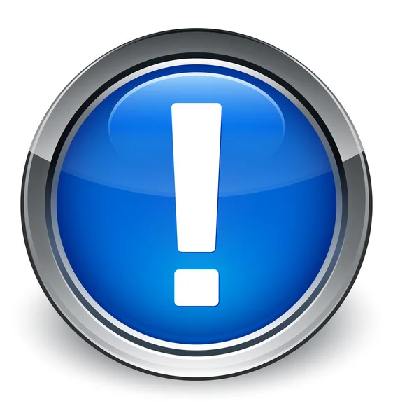 Ünlem işareti simgesi parlak mavi düğme — Stok fotoğraf