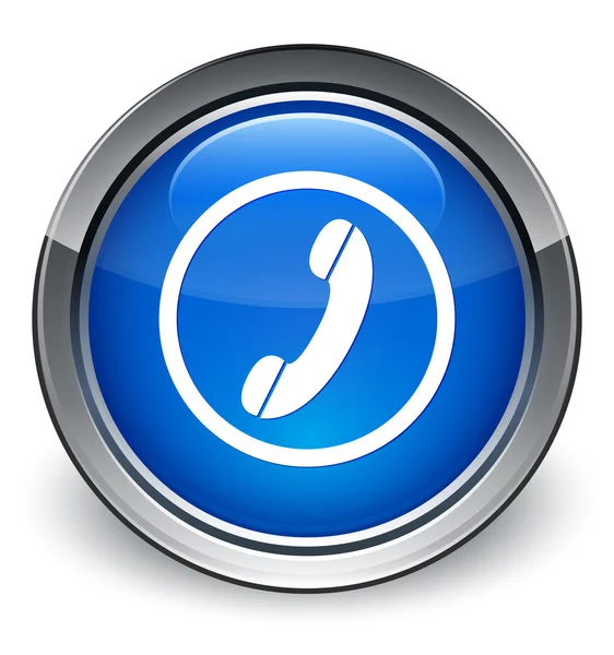 Phone icon glossy blue button — Stock Photo, Image