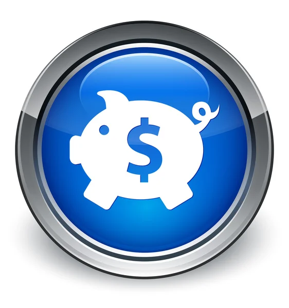 储钱罐 (美元符号) 图标有光泽的蓝色按钮 — 图库照片