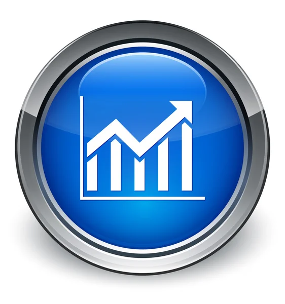 Icono de estadísticas brillante botón azul — Foto de Stock