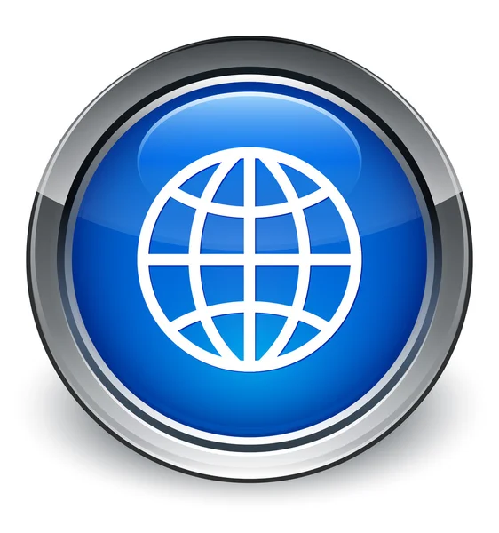 Світова ікона глянцева синя кнопка — стокове фото