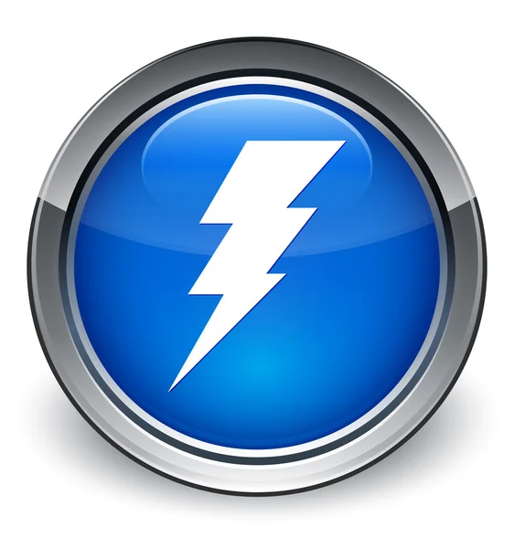 Блестящая синяя кнопка значка электричества — стоковое фото