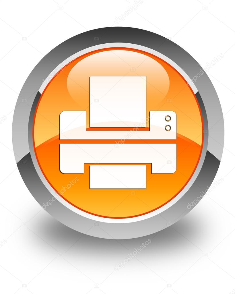 Printer icon glossy orange round button