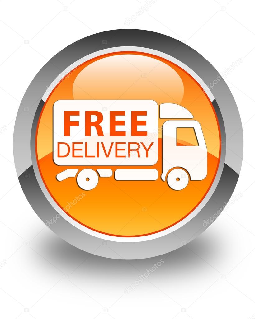 Free delivery (truck icon ) glossy orange round button