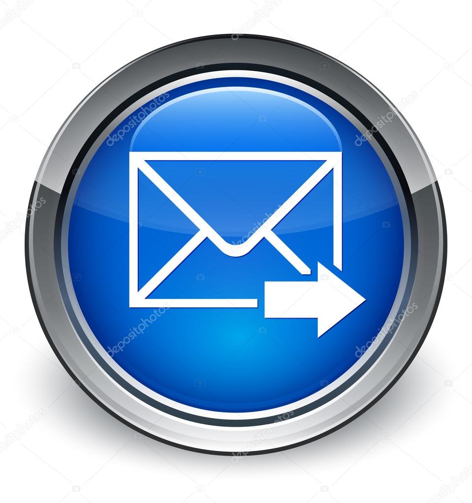 Forward email icon glossy blue button