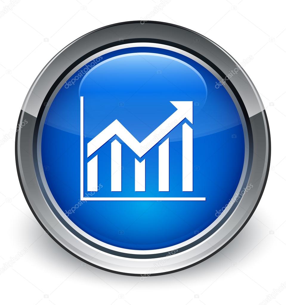 Statistics icon glossy blue button