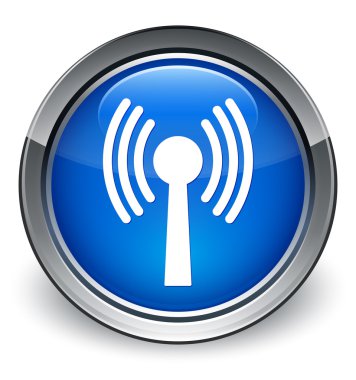 WLAN ağ kutsal kişilerin resmi parlak mavi düğme