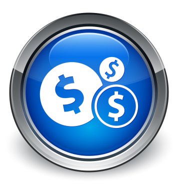Finans (dolar işareti) kutsal kişilerin resmi parlak mavi düğme