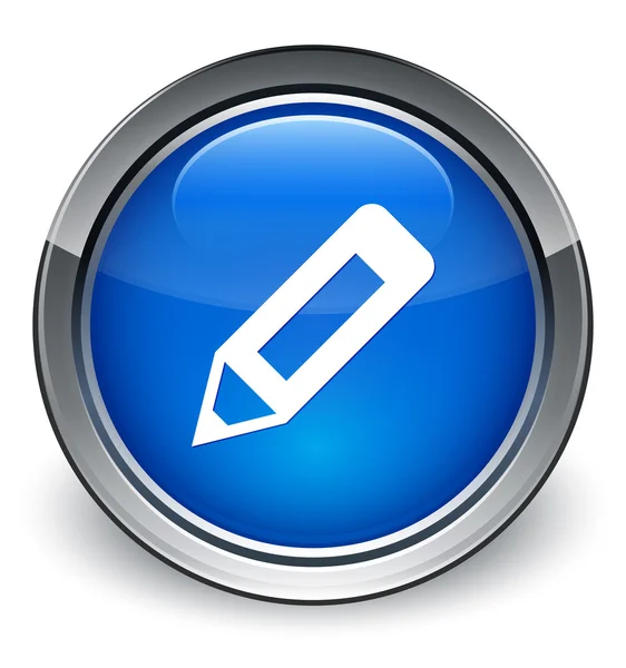 Lesklé modré tlačítko tužky ikony — Stock fotografie