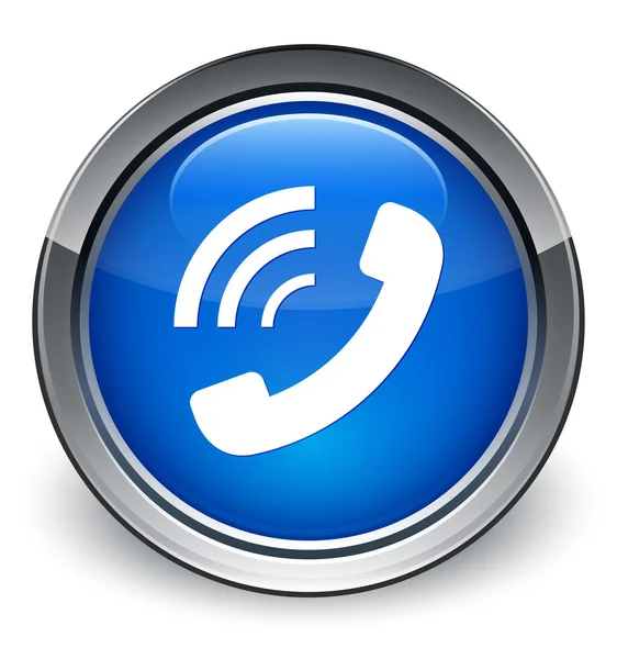 फोन रिंग चिन्ह चमकदार निळा बटण — स्टॉक फोटो, इमेज