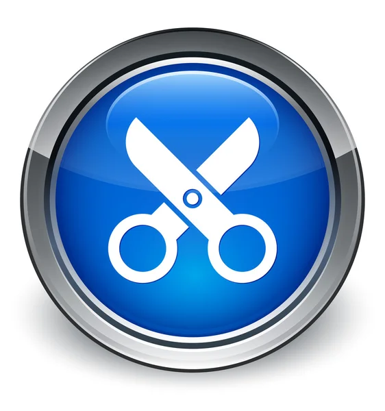 Nożycowe ikona lśniący niebieski przycisk — Zdjęcie stockowe