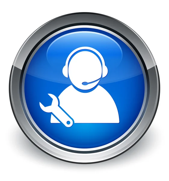 Τεχνολογίας υποστήριξη πελατών φροντίδα υπηρεσία (κλειδί) εικονίδιο γυαλιστερό μπλε αλλά — Φωτογραφία Αρχείου