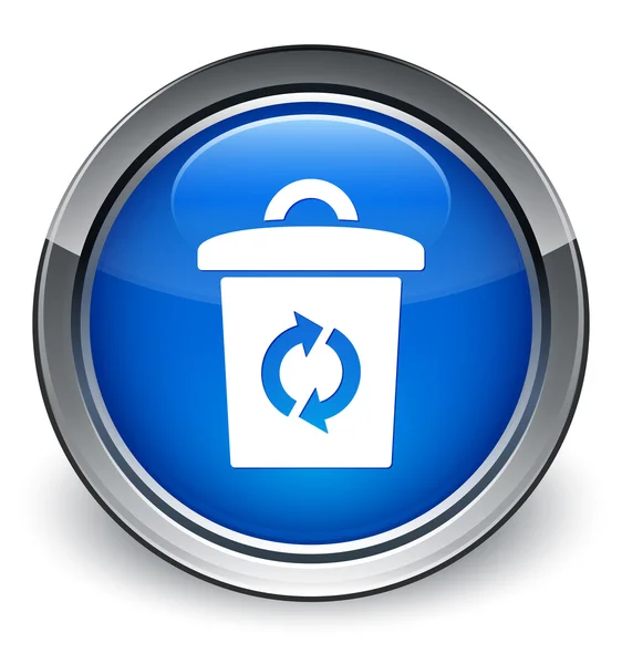 Σκουπίδια μπορεί (ανακύκλωσης) γυαλιστερό μπλε κουμπί εικονίδιο — Φωτογραφία Αρχείου