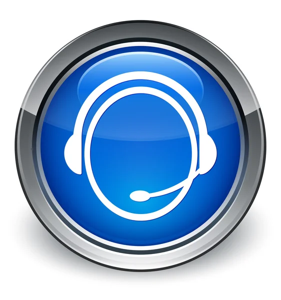 Customer care icon glossy blue button — Stock Photo, Image