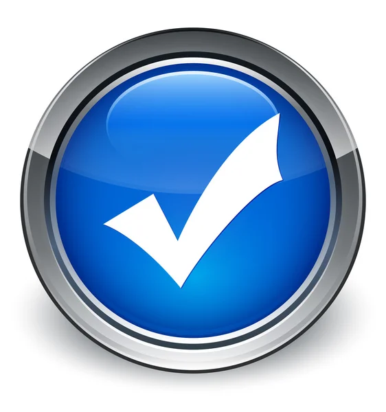 Validation icon glossy blue button — Stock Photo, Image