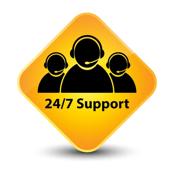 24by7 Soutien (équipe de service à la clientèle) bouton jaune — Photo