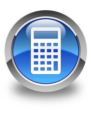 Hesap makinesi simge parlak mavi yuvarlak düğme