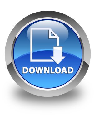 (Belge simgesi) parlak mavi yuvarlak düğme download