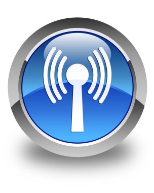 WLAN ağ simgesi parlak mavi yuvarlak düğmesi