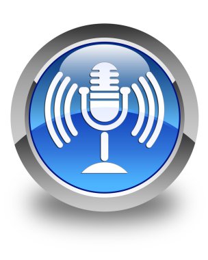 Mikrofon simgesi parlak mavi yuvarlak düğme