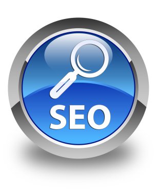 SEO parlak mavi yuvarlak düğme