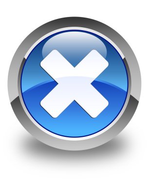 İptal simgesi parlak mavi yuvarlak düğmesi