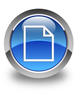 Boş sayfa simgesi parlak mavi yuvarlak düğmesi