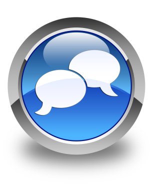 Sohbet kabarcık kutsal kişilerin resmi parlak mavi yuvarlak düğme