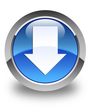 Ok simgesi parlak mavi yuvarlak düğme download