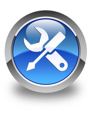 Ayarları simgesi parlak mavi yuvarlak düğme