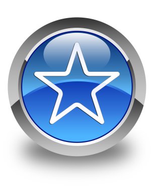 Yıldız simgesi parlak mavi yuvarlak düğme