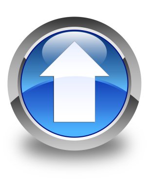 Ok simgesi parlak mavi yuvarlak düğmesini upload