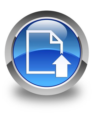 Belge simgesi parlak mavi yuvarlak düğme upload
