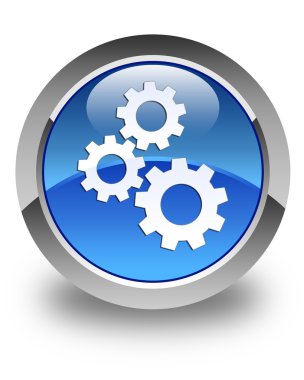 Gears'ı simgesi parlak mavi yuvarlak düğme